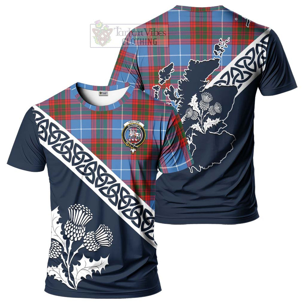 Trotter Tartan T-Shirt Featuring Thistle and Scotland Map