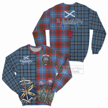 Trotter Tartan Sweatshirt Happy St. Andrew's Day Half Tartan Style