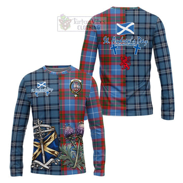 Trotter Tartan Long Sleeve T-Shirt Happy St. Andrew's Day Half Tartan Style