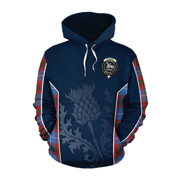 Trotter Tartan Cotton Hoodie with Family Crest and Scottish Thistle Vibes Sport Style