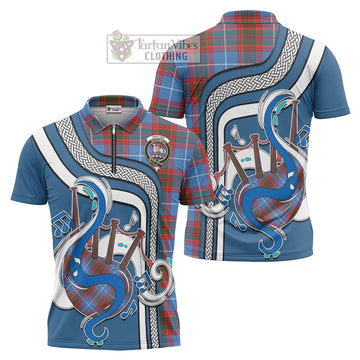 Trotter Tartan Zipper Polo Shirt with Epic Bagpipe Style