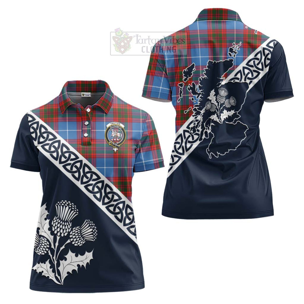 Tartan Vibes Clothing Trotter Tartan Women's Polo Shirt Featuring Thistle and Scotland Map