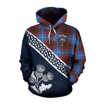 Trotter Tartan Cotton Hoodie Featuring Thistle and Scotland Map