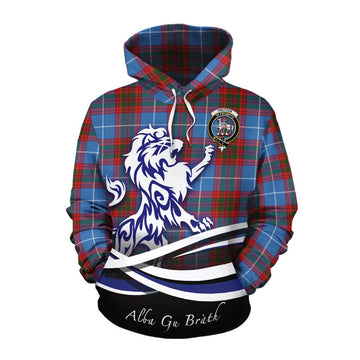 Trotter Tartan Cotton Hoodie with Alba Gu Brath Regal Lion Emblem