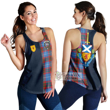 Trotter Tartan Women's Racerback Tanks with Scottish Lion Royal Arm Half Style