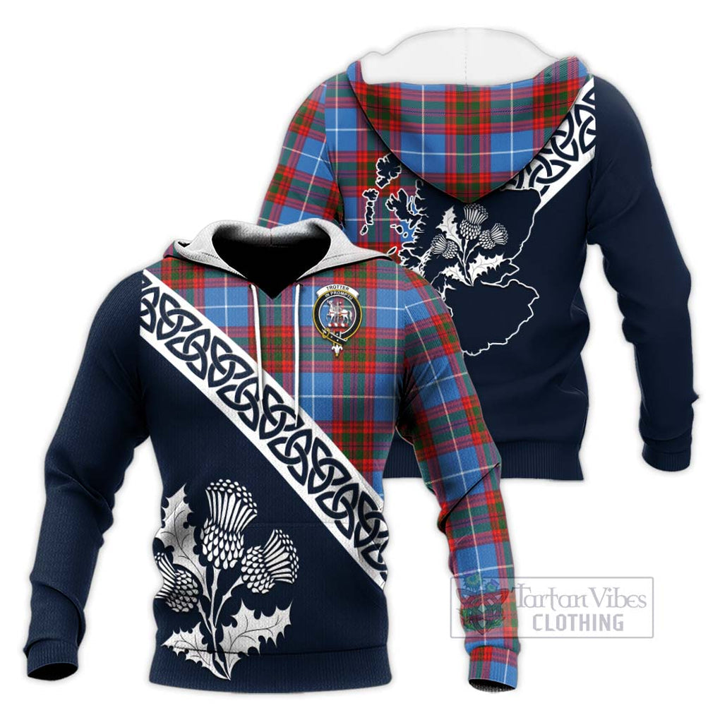 Tartan Vibes Clothing Trotter Tartan Knitted Hoodie Featuring Thistle and Scotland Map