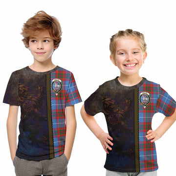 Trotter Tartan Family Crest Kid T-Shirt Alba Gu Brath Be Brave Lion Ancient Style Youth XL Size14 - Tartan Vibes Clothing