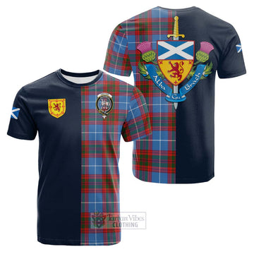 Trotter Tartan Cotton T-shirt with Scottish Lion Royal Arm Half Style