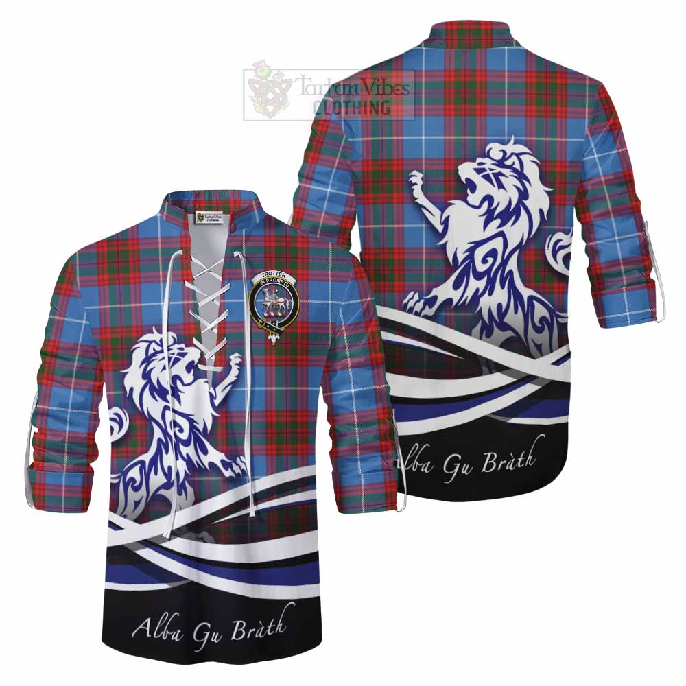 Tartan Vibes Clothing Trotter Tartan Ghillie Kilt Shirt with Alba Gu Brath Regal Lion Emblem