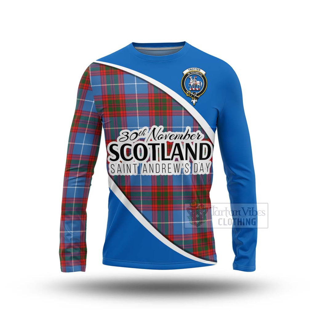 Tartan Vibes Clothing Trotter Family Crest Tartan Long Sleeve T-Shirt Celebrate Saint Andrew's Day in Style