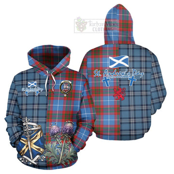 Trotter Tartan Hoodie Happy St. Andrew's Day Half Tartan Style