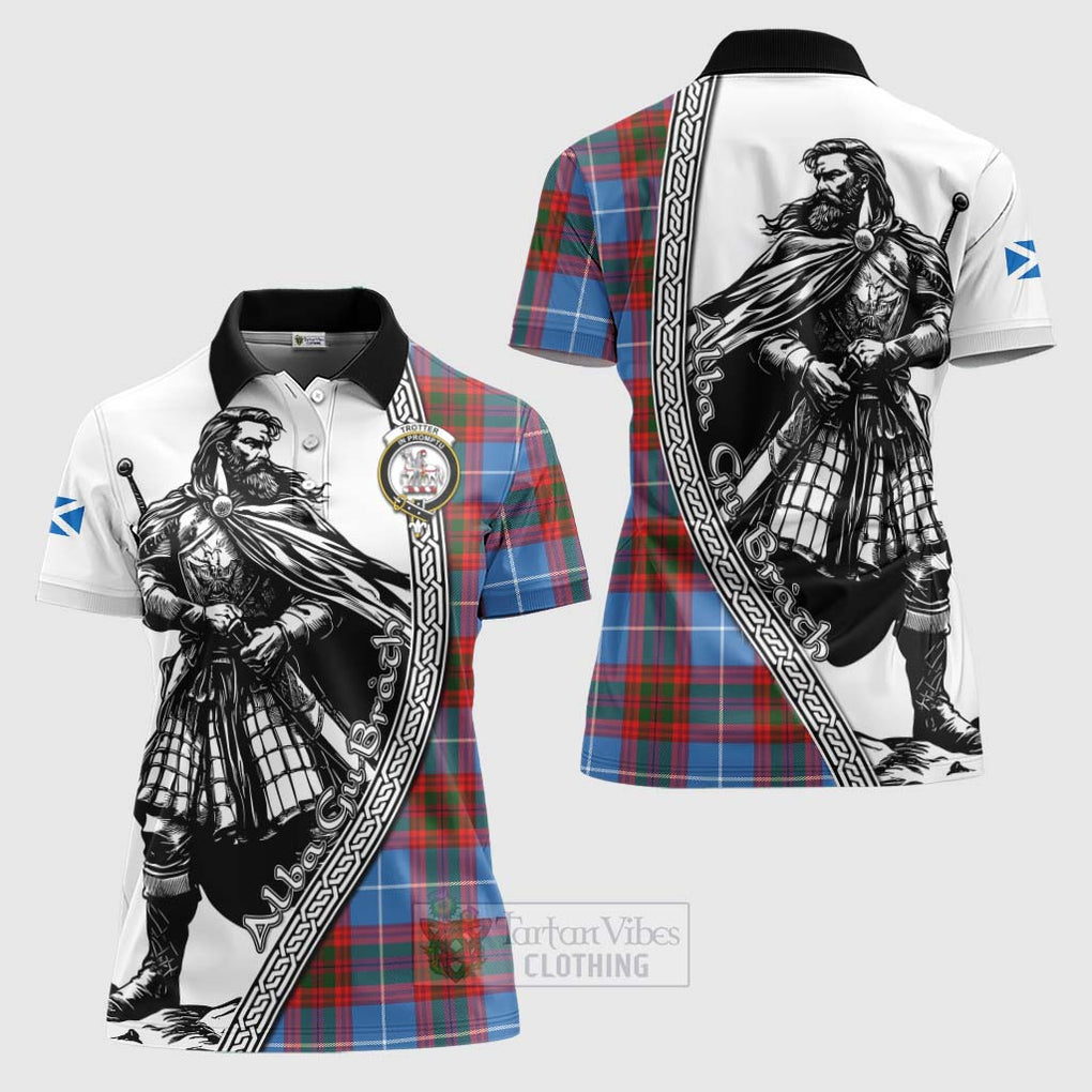 Tartan Vibes Clothing Trotter Tartan Clan Crest Women's Polo Shirt with Highlander Warrior Celtic Style