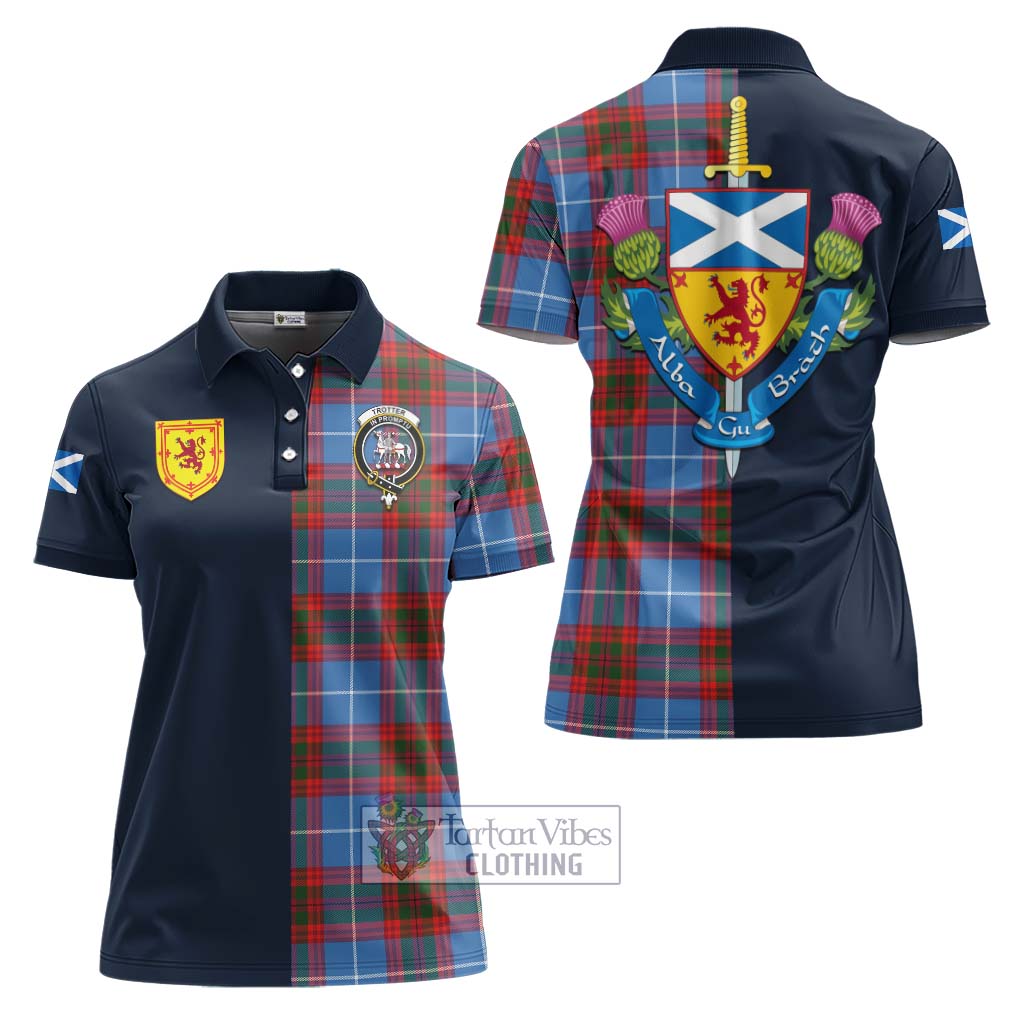 Tartan Vibes Clothing Trotter Tartan Women's Polo Shirt with Scottish Lion Royal Arm Half Style