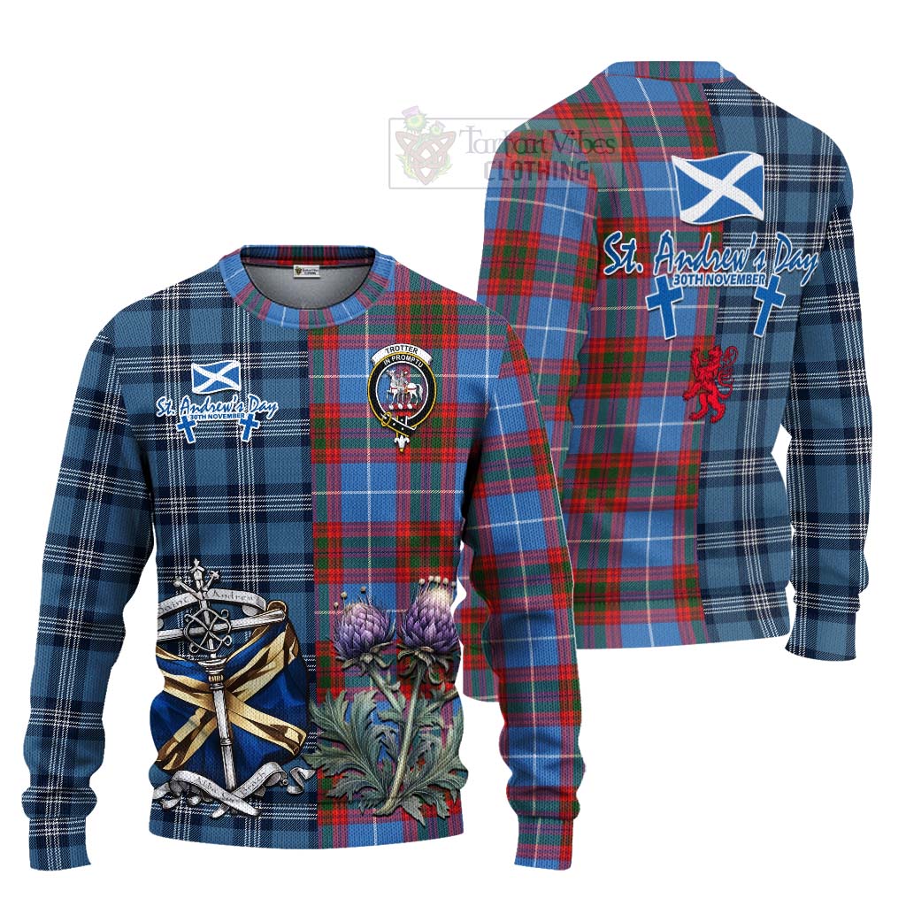 Tartan Vibes Clothing Trotter Tartan Knitted Sweater Happy St. Andrew's Day Half Tartan Style