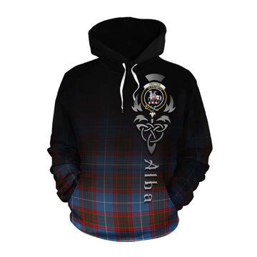 Trotter Tartan Cotton Hoodie Featuring Alba Gu Brath Family Crest Celtic Inspired