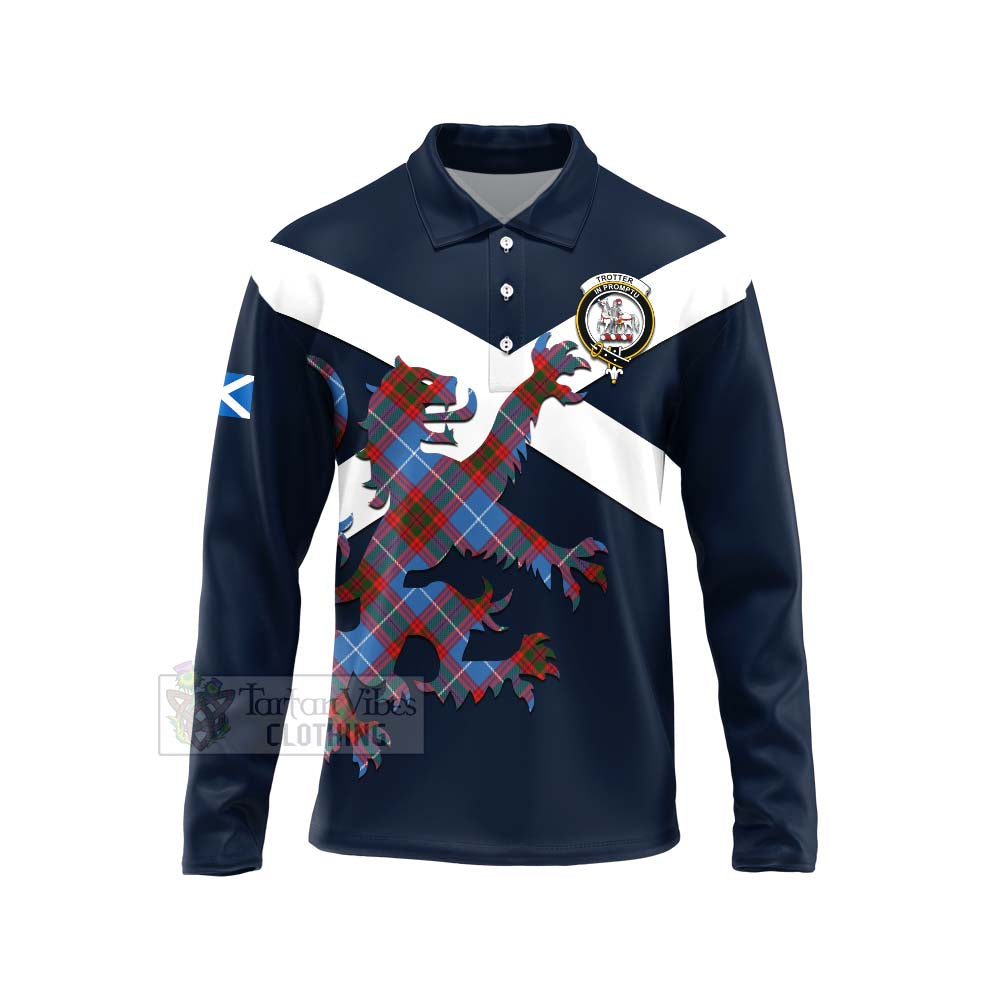 Tartan Vibes Clothing Trotter Tartan Lion Rampant Long Sleeve Polo Shirt – Proudly Display Your Heritage with Alba Gu Brath and Clan Name