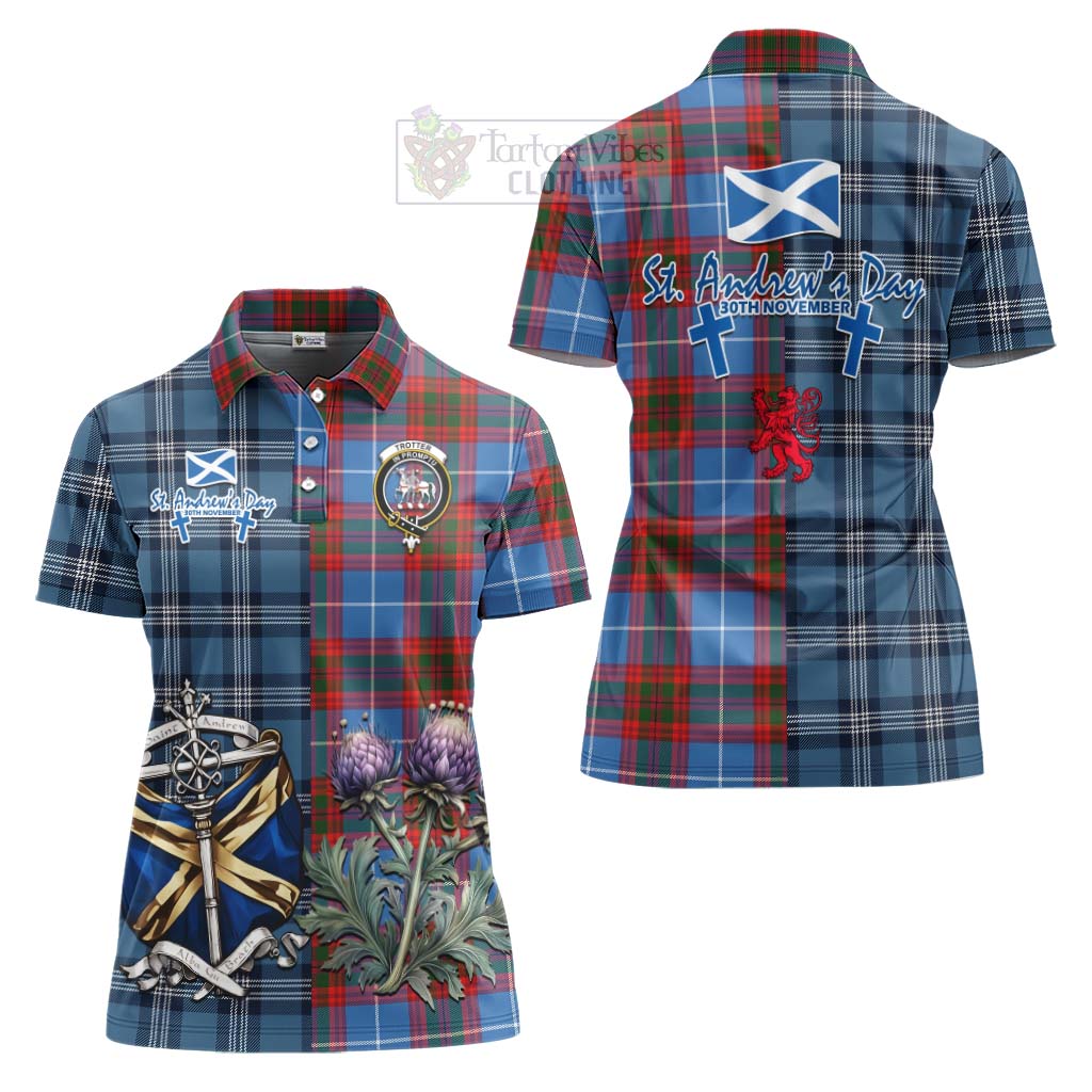 Tartan Vibes Clothing Trotter Tartan Women's Polo Shirt Happy St. Andrew's Day Half Tartan Style