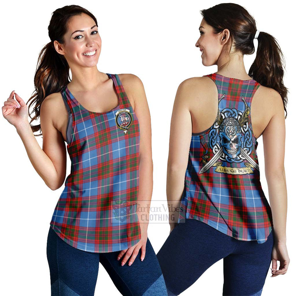 Tartan Vibes Clothing Trotter Tartan Women's Racerback Tanks with Family Crest Celtic Skull Style