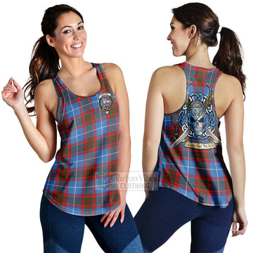 Trotter Tartan Women's Racerback Tanks with Family Crest Celtic Skull Style