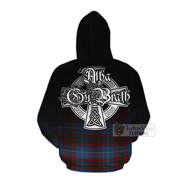 Trotter Tartan Cotton Hoodie Featuring Alba Gu Brath Family Crest Celtic Inspired