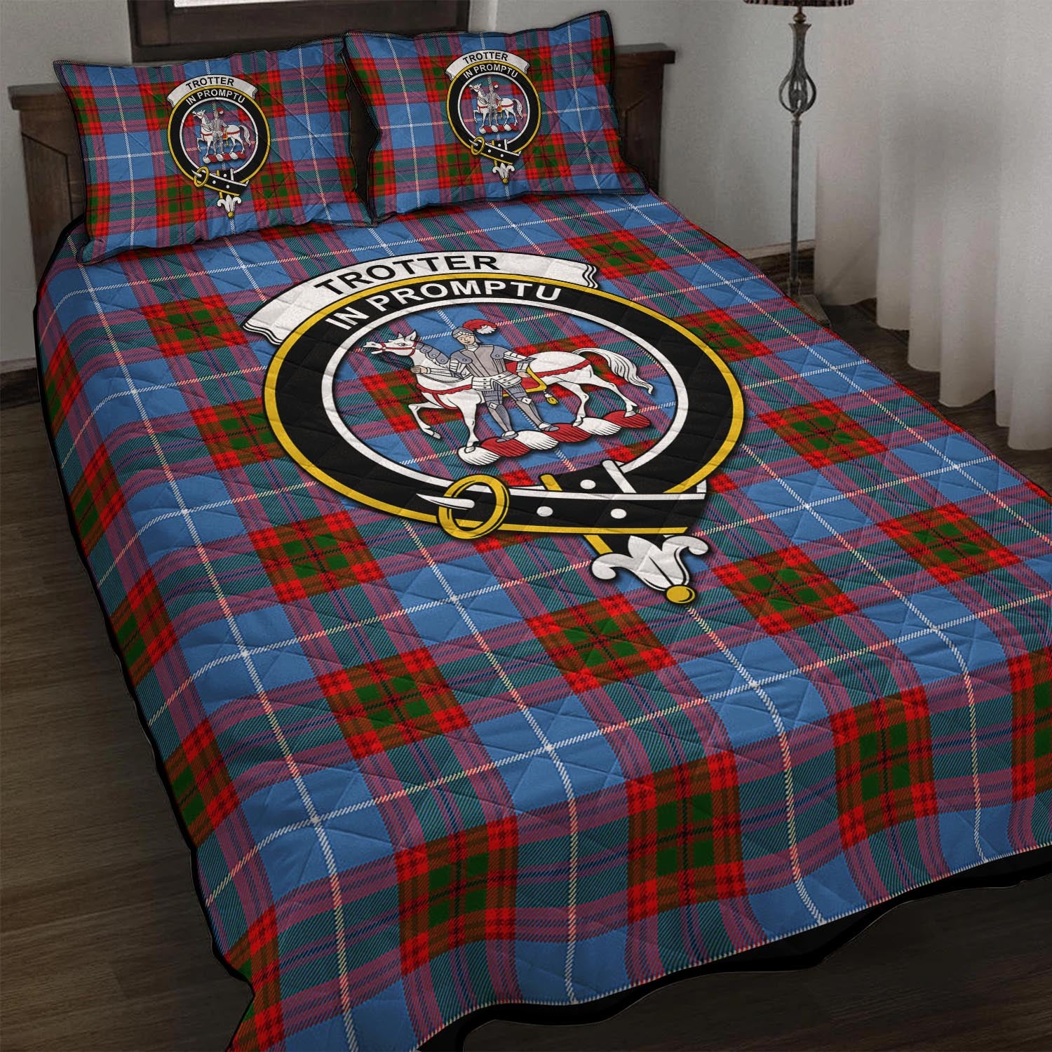 Trotter Tartan Quilt Bed Set with Family Crest