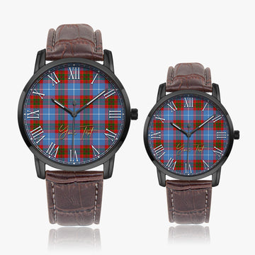 Trotter Tartan Personalized Your Text Leather Trap Quartz Watch