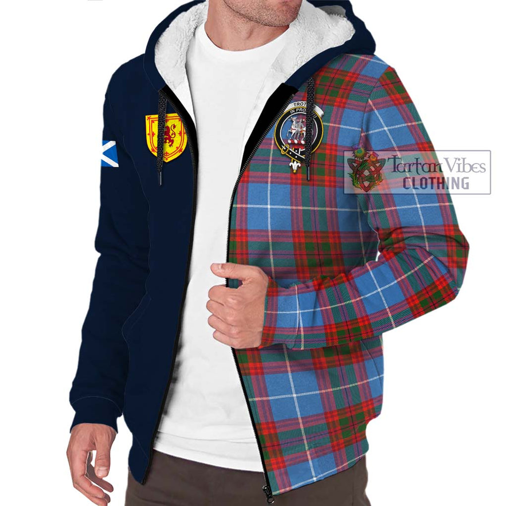 Tartan Vibes Clothing Trotter Tartan Sherpa Hoodie with Scottish Lion Royal Arm Half Style