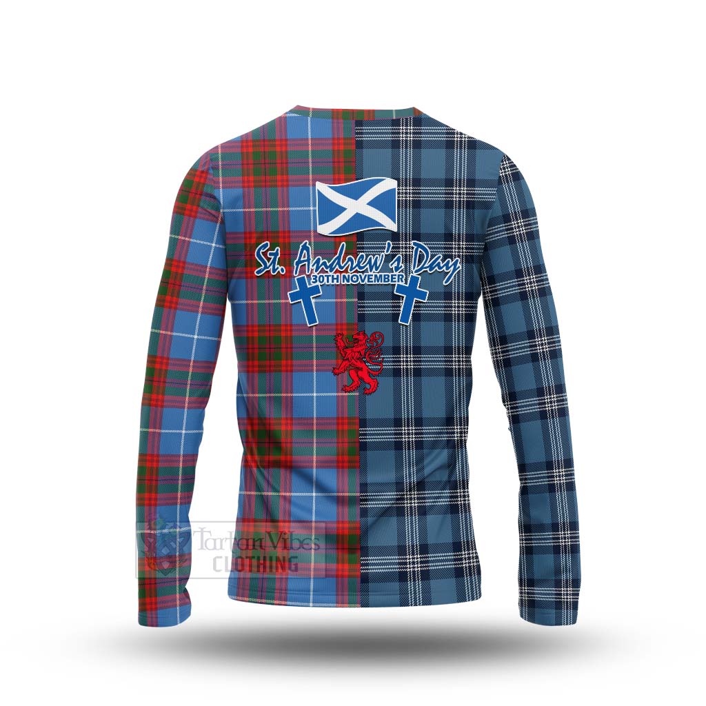 Tartan Vibes Clothing Trotter Tartan Long Sleeve T-Shirt Happy St. Andrew's Day Half Tartan Style