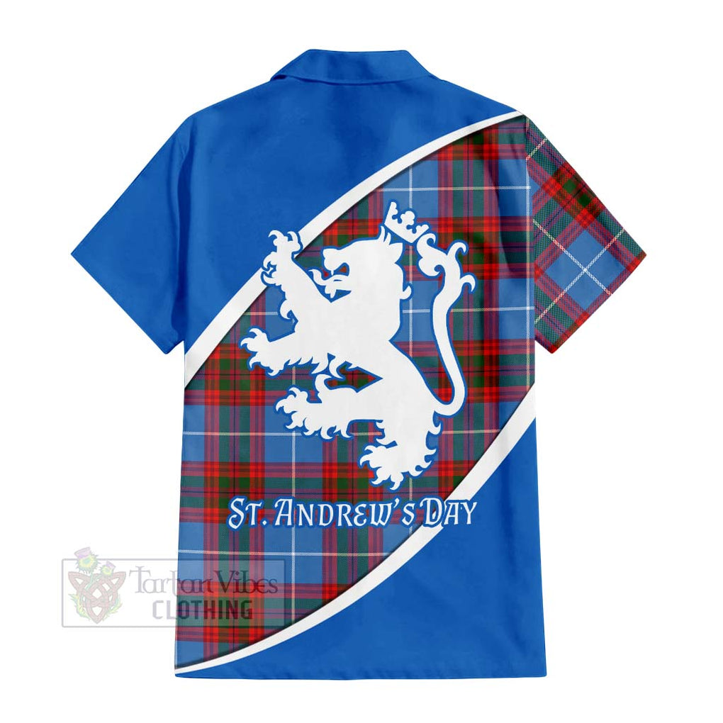 Tartan Vibes Clothing Trotter Family Crest Tartan Short Sleeve Button Shirt Celebrate Saint Andrew's Day in Style