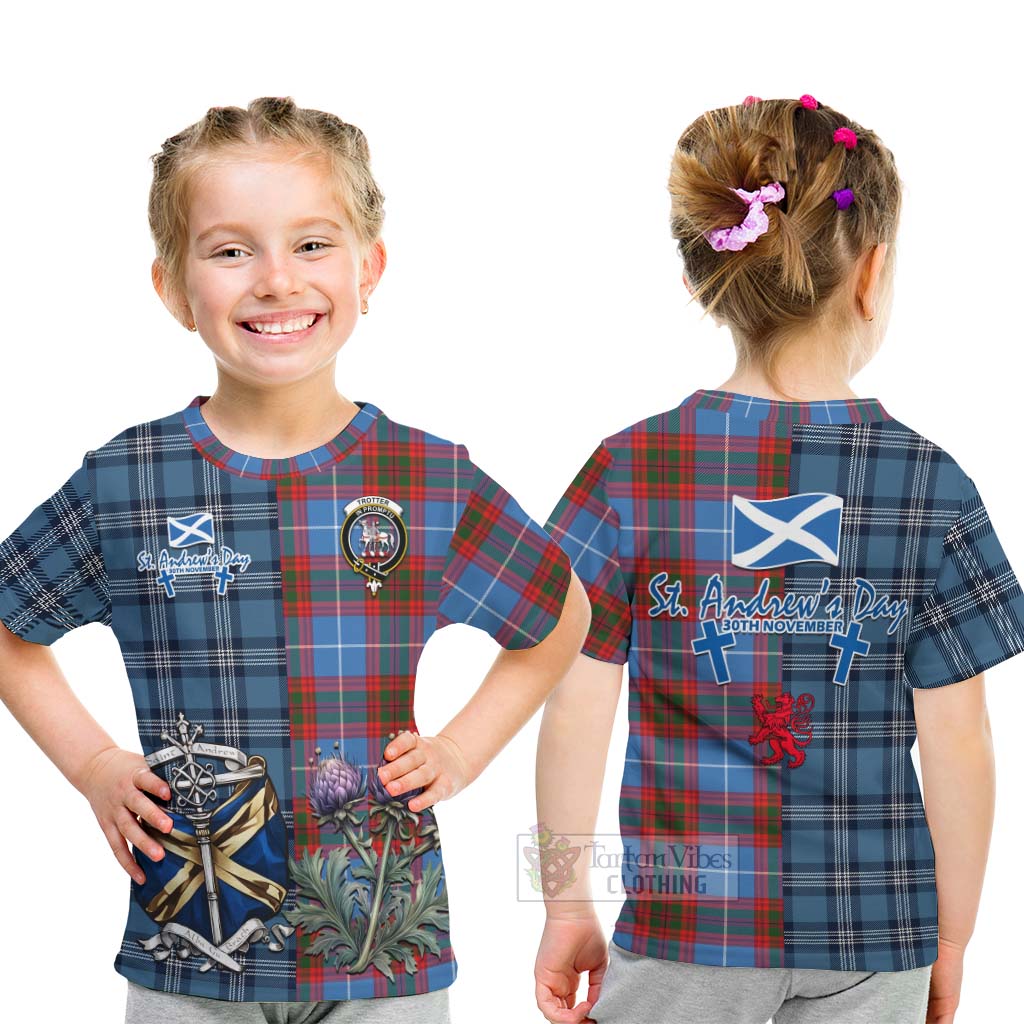 Tartan Vibes Clothing Trotter Tartan Kid T-Shirt Happy St. Andrew's Day Half Tartan Style