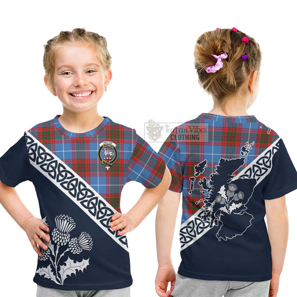 Tartan Vibes Clothing Trotter Tartan Kid T-Shirt Featuring Thistle and Scotland Map