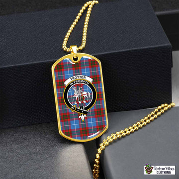 Trotter Tartan Dog Tag Necklace with Family Crest