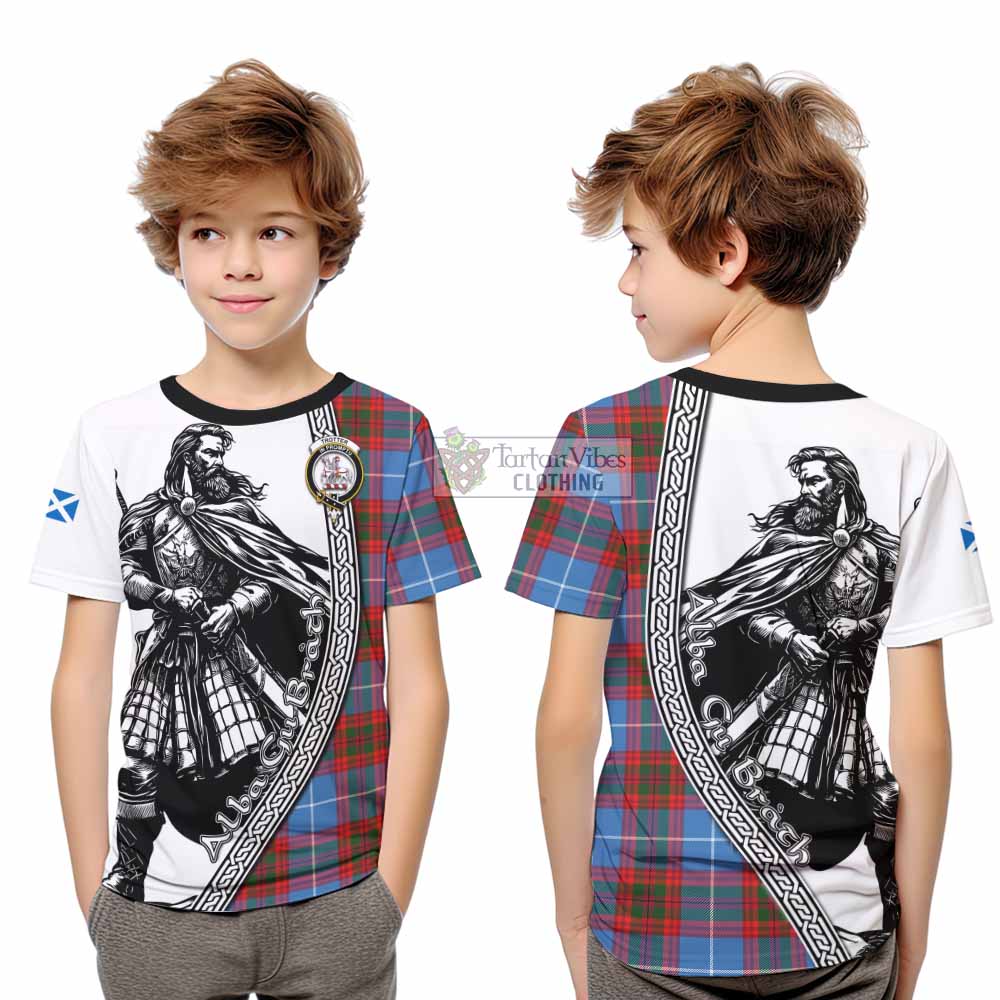 Trotter Tartan Clan Crest Kid T-Shirt with Highlander Warrior Celtic Style