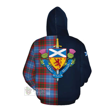 Trotter Tartan Cotton Hoodie Alba with Scottish Lion Royal Arm Half Style