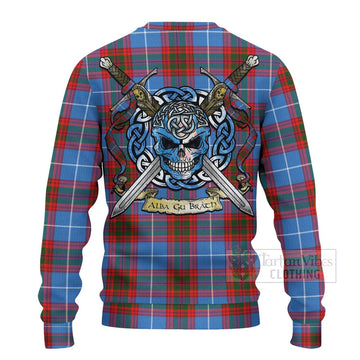 Trotter Tartan Ugly Sweater with Family Crest Celtic Skull Style