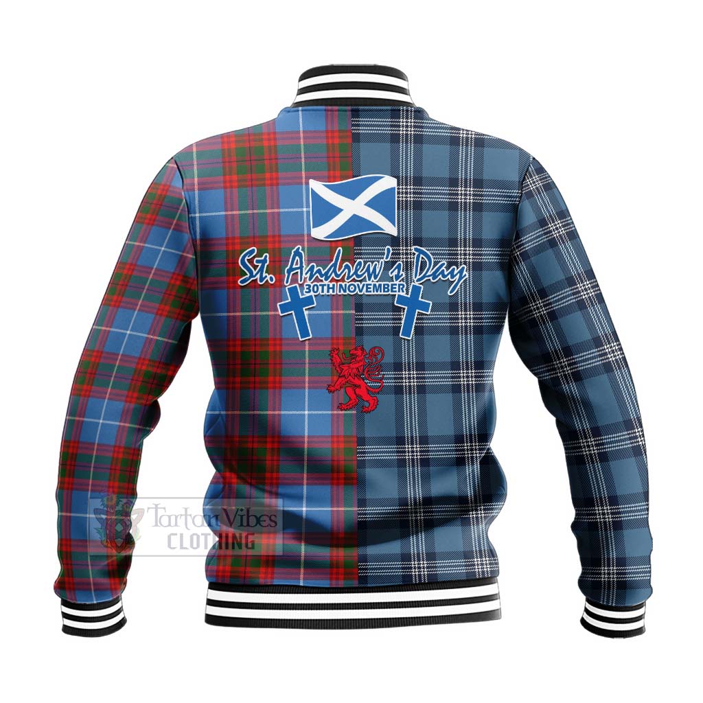 Tartan Vibes Clothing Trotter Tartan Baseball Jacket Happy St. Andrew's Day Half Tartan Style