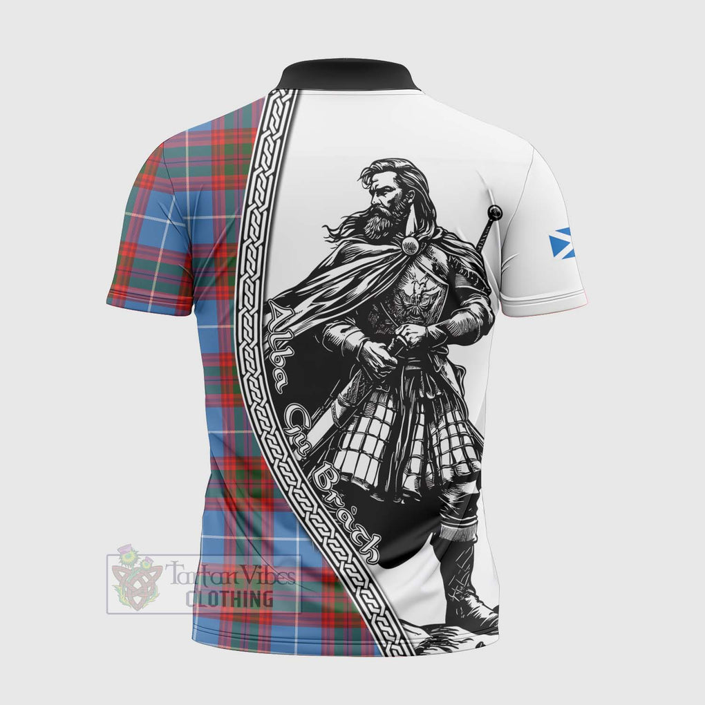 Tartan Vibes Clothing Trotter Tartan Clan Crest Zipper Polo Shirt with Highlander Warrior Celtic Style