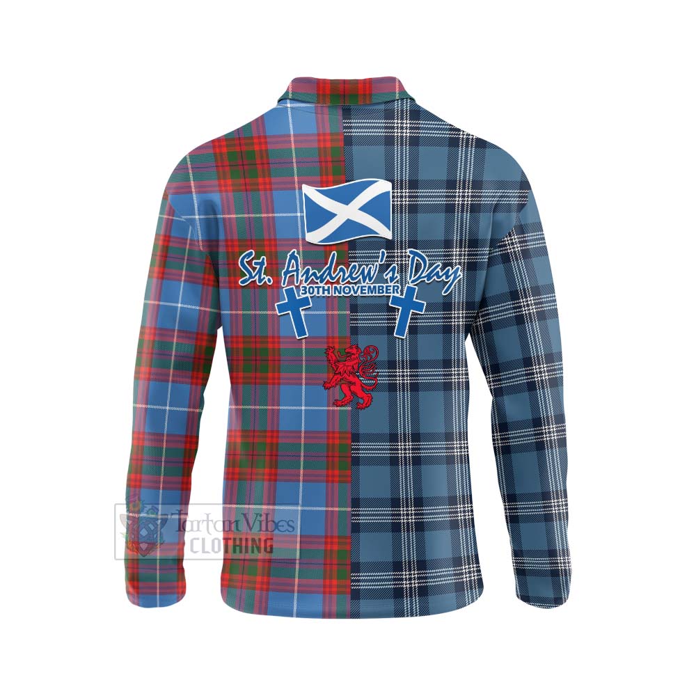 Tartan Vibes Clothing Trotter Tartan Long Sleeve Polo Shirt Happy St. Andrew's Day Half Tartan Style