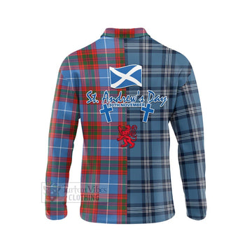 Trotter Tartan Long Sleeve Polo Shirt Happy St. Andrew's Day Half Tartan Style