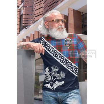 Trotter Tartan Cotton T-shirt Featuring Thistle and Scotland Map