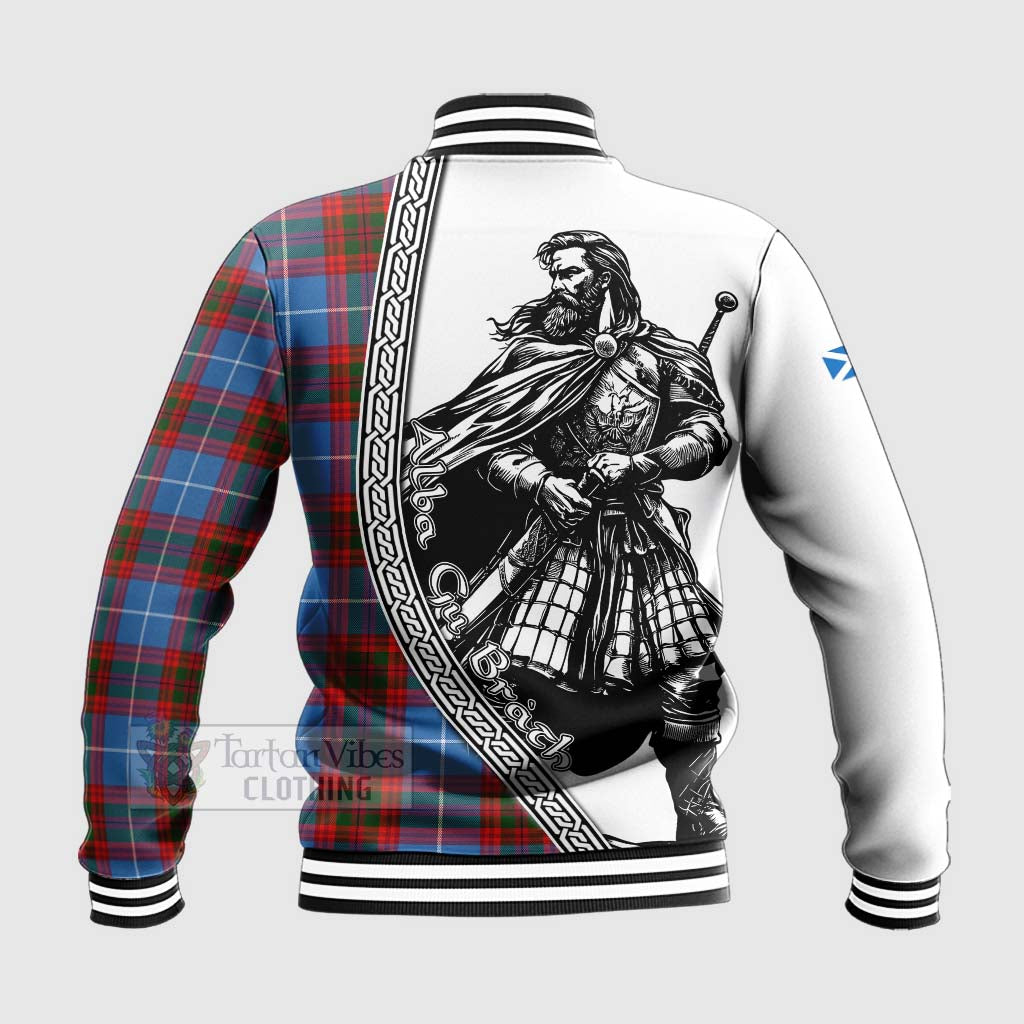 Tartan Vibes Clothing Trotter Tartan Clan Crest Baseball Jacket with Highlander Warrior Celtic Style