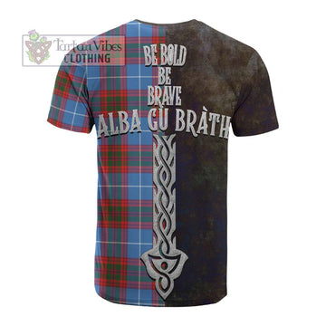 Trotter Tartan Family Crest Cotton T-shirt Alba Gu Brath Be Brave Lion Ancient Style - Tartan Vibes Clothing