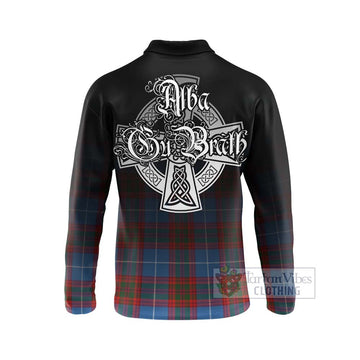 Trotter Tartan Long Sleeve Polo Shirt Featuring Alba Gu Brath Family Crest Celtic Inspired