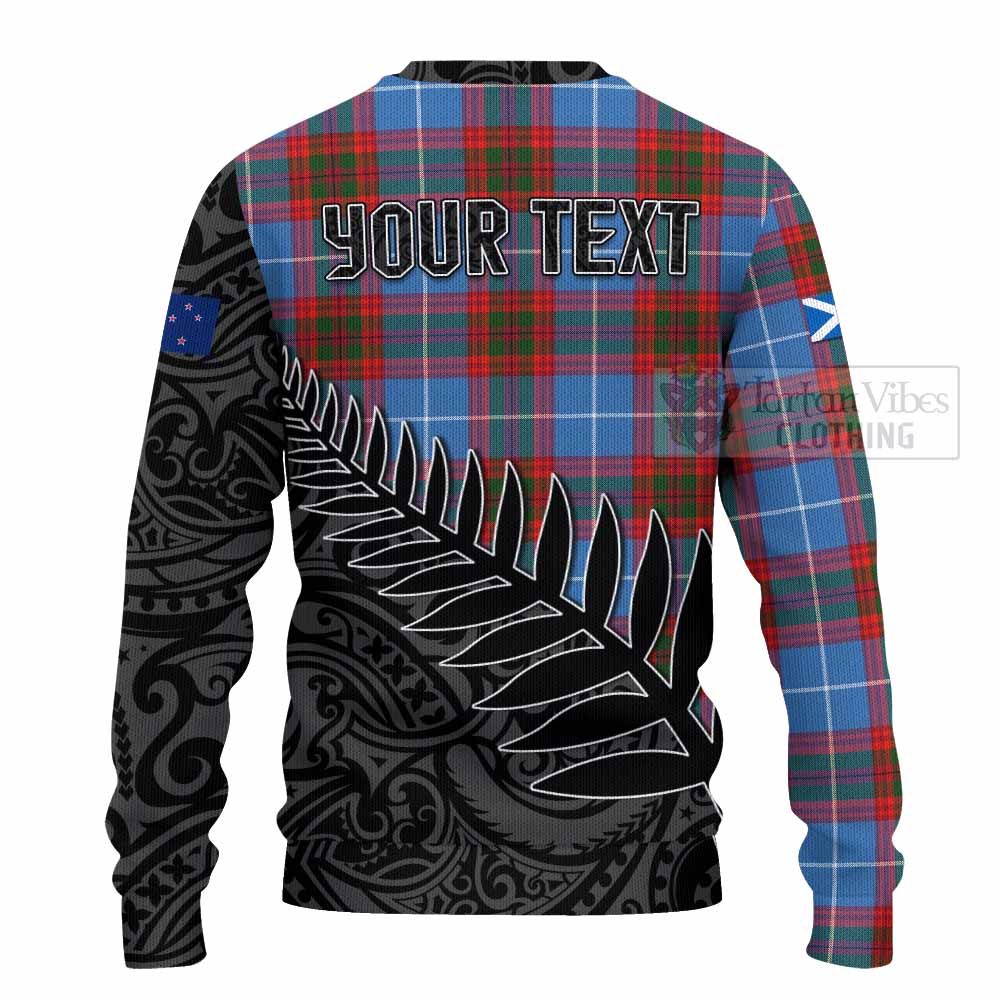 Tartan Vibes Clothing Trotter Crest Tartan Knitted Sweater with New Zealand Silver Fern Half Style