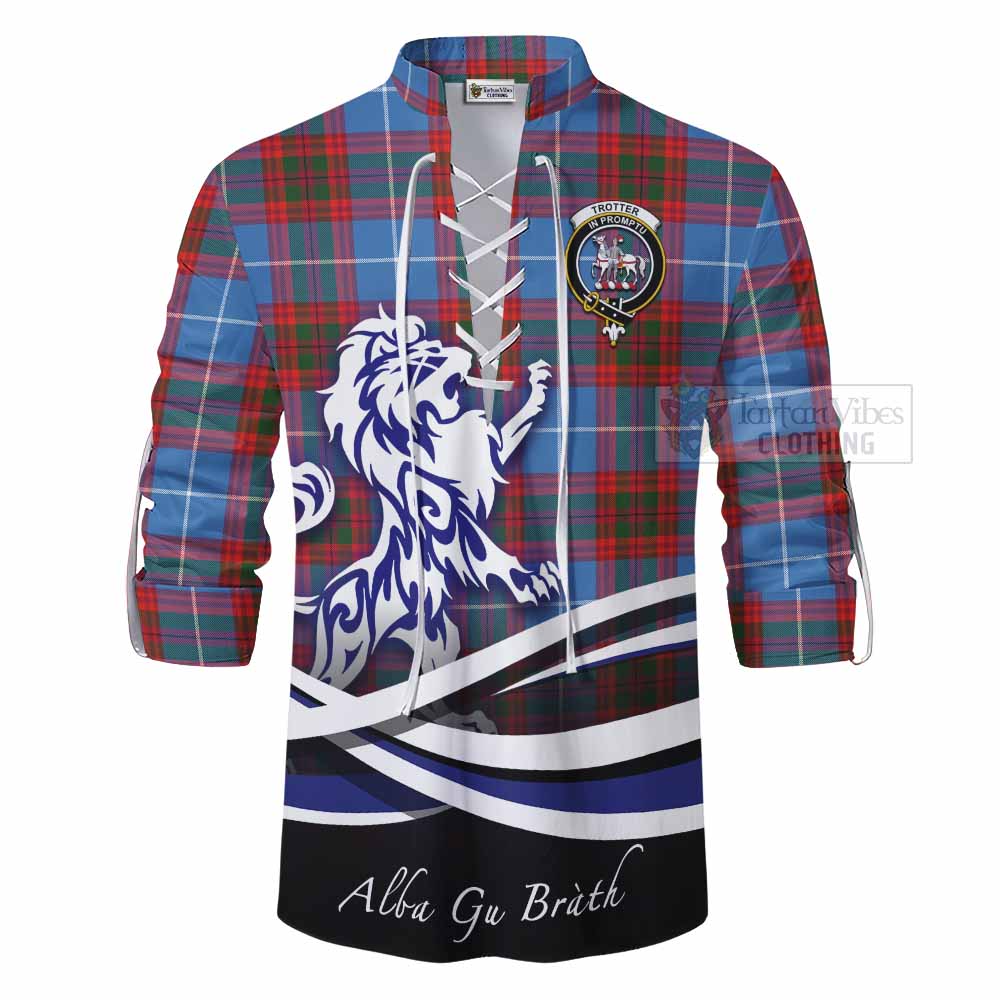 Tartan Vibes Clothing Trotter Tartan Ghillie Kilt Shirt with Alba Gu Brath Regal Lion Emblem