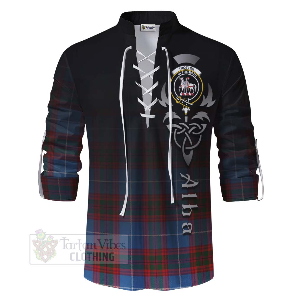 Tartan Vibes Clothing Trotter Tartan Ghillie Kilt Shirt Featuring Alba Gu Brath Family Crest Celtic Inspired