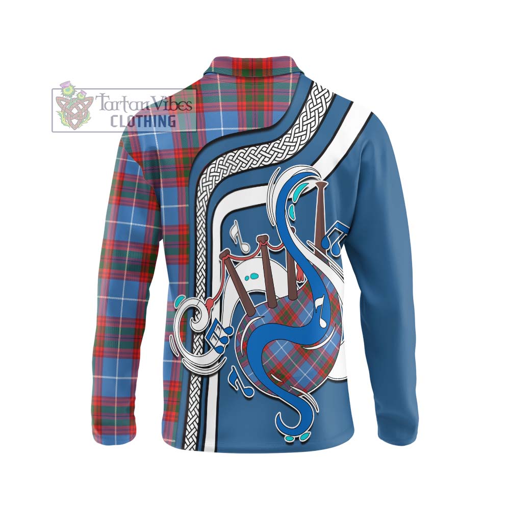 Tartan Vibes Clothing Trotter Tartan Long Sleeve Polo Shirt with Epic Bagpipe Style