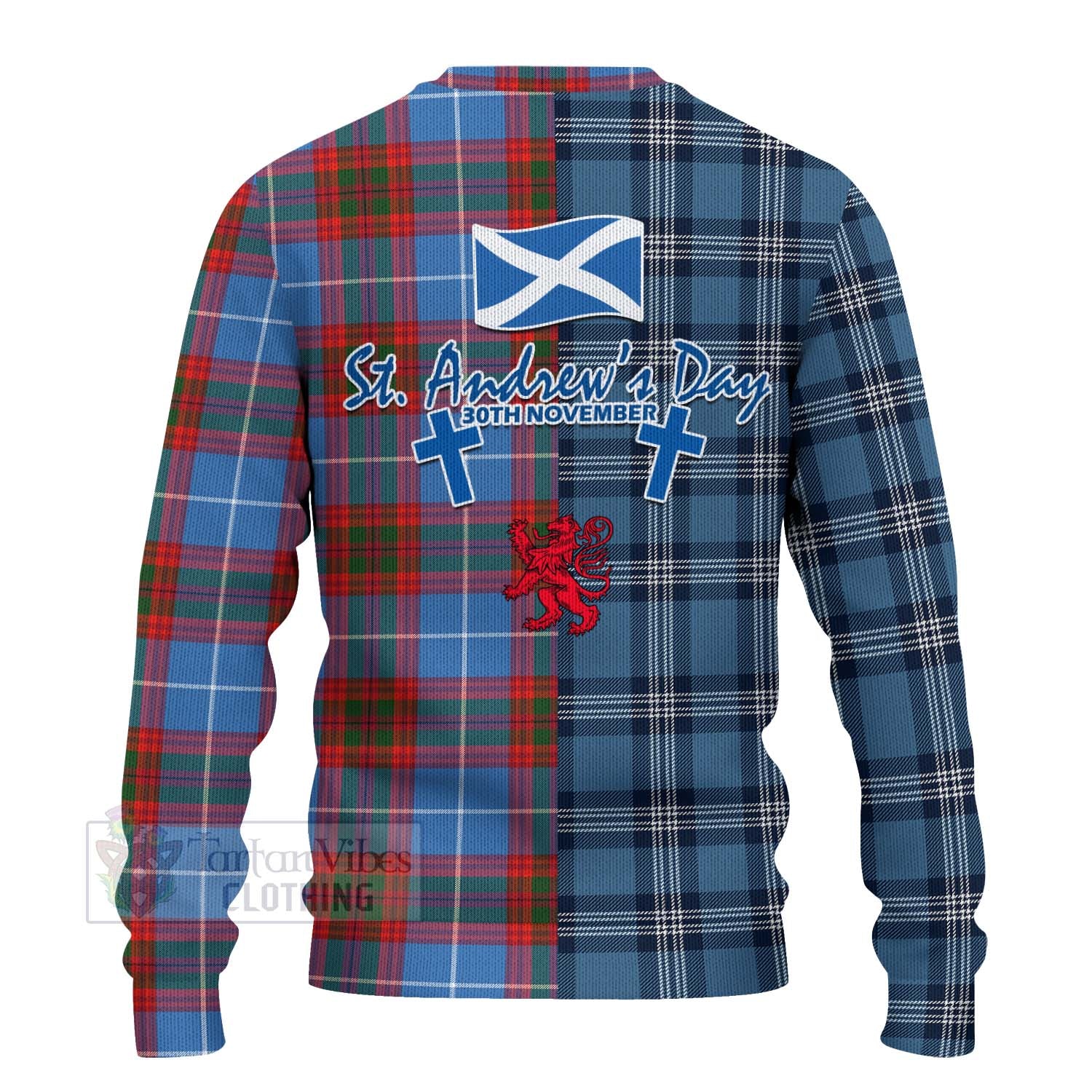 Tartan Vibes Clothing Trotter Tartan Knitted Sweater Happy St. Andrew's Day Half Tartan Style