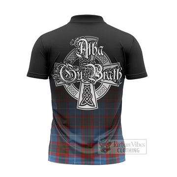 Trotter Tartan Zipper Polo Shirt Featuring Alba Gu Brath Family Crest Celtic Inspired