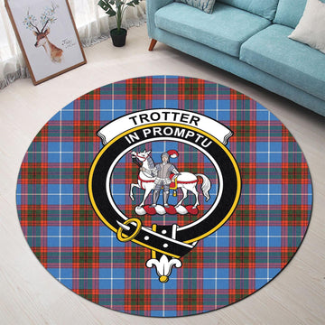 Trotter Tartan Round Rug with Family Crest